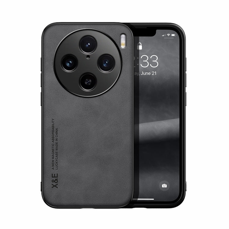 For vivo X100 Pro Skin Feel Magnetic Leather Back Phone Case(Dark Grey)