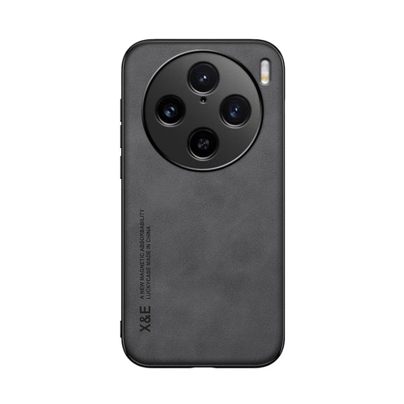 For vivo X100 Pro Skin Feel Magnetic Leather Back Phone Case(Dark Grey)