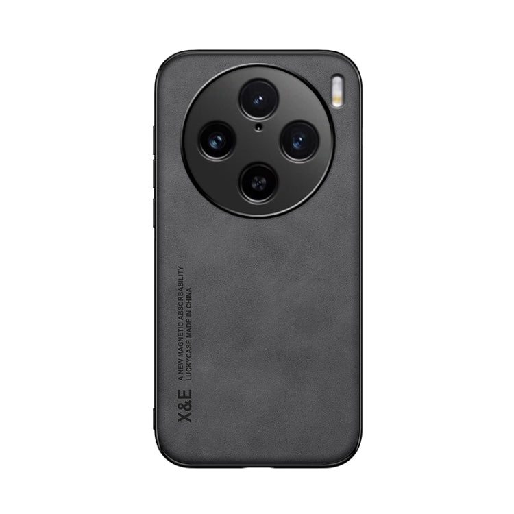For vivo X100 Pro Skin Feel Magnetic Leather Back Phone Case(Dark Grey)