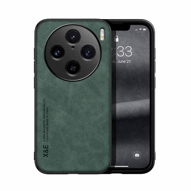 For vivo X100 Pro Skin Feel Magnetic Leather Back Phone Case(Green)