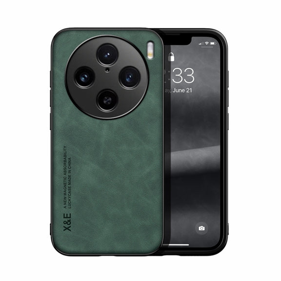 For vivo X100 Pro Skin Feel Magnetic Leather Back Phone Case(Green)