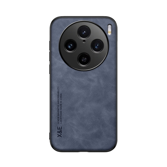 For vivo X100 Pro Skin Feel Magnetic Leather Back Phone Case(Blue)
