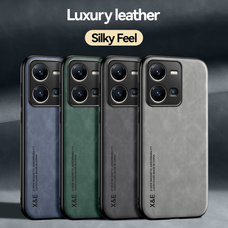 For vivo X100 Pro Skin Feel Magnetic Leather Back Phone Case(Dark Grey)