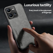 For vivo X100 Pro Skin Feel Magnetic Leather Back Phone Case(Dark Grey)