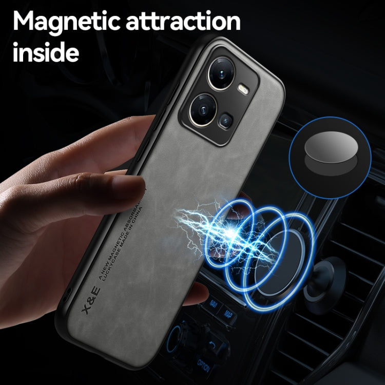 For vivo X100 Pro Skin Feel Magnetic Leather Back Phone Case(Dark Grey)