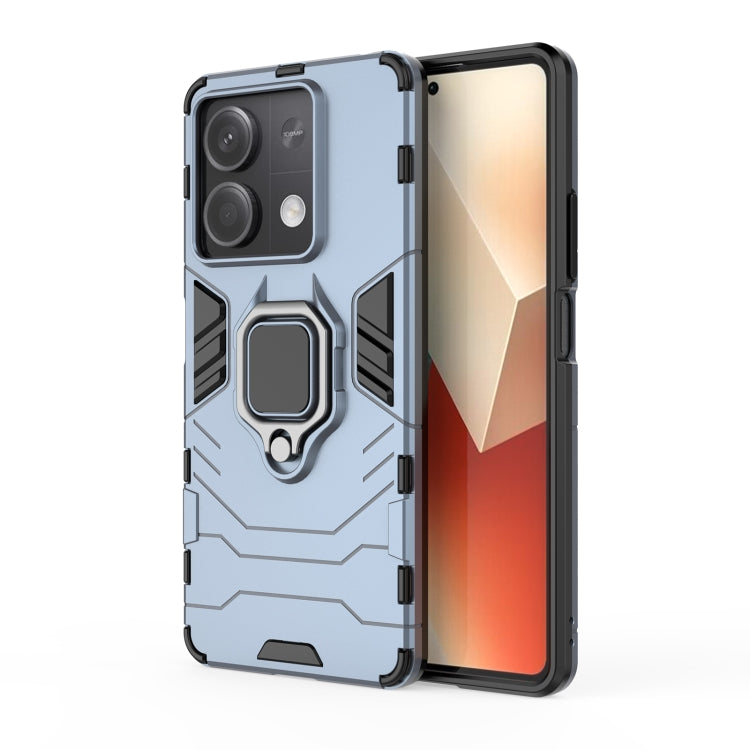 For Xiaomi Redmi Note 13 Shockproof PC + TPU Holder Phone Case(Navy Blue)
