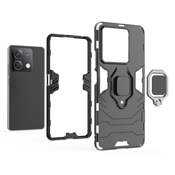 For Xiaomi Redmi Note 13 Shockproof PC + TPU Holder Phone Case(Navy Blue)
