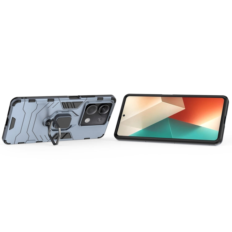For Xiaomi Redmi Note 13 Shockproof PC + TPU Holder Phone Case(Navy Blue)