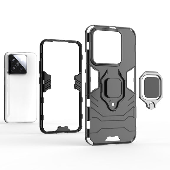 For Xiaomi 14 Shockproof PC + TPU Holder Phone Case(Navy Blue)