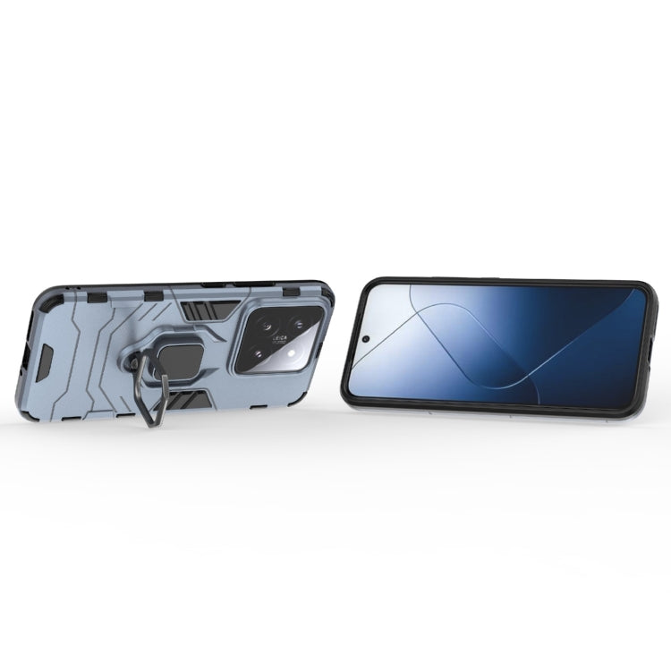 For Xiaomi 14 Shockproof PC + TPU Holder Phone Case(Navy Blue)