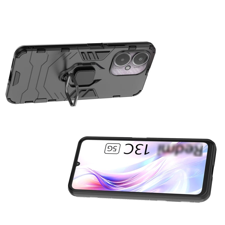 For Xiaomi Redmi 13C 4G / 5G  Shockproof PC + TPU Holder Phone Case(Black)