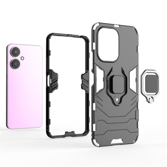 For Xiaomi Redmi 13C 4G / 5G  Shockproof PC + TPU Holder Phone Case(Black)