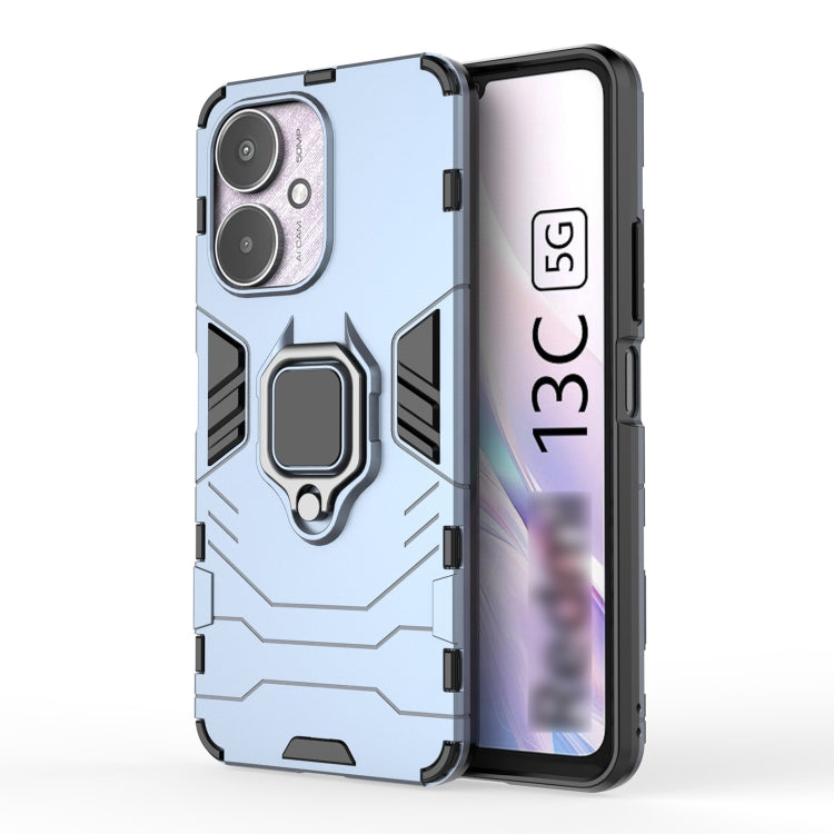 For Xiaomi Redmi 13C 4G / 5G  Shockproof PC + TPU Holder Phone Case(Navy Blue)
