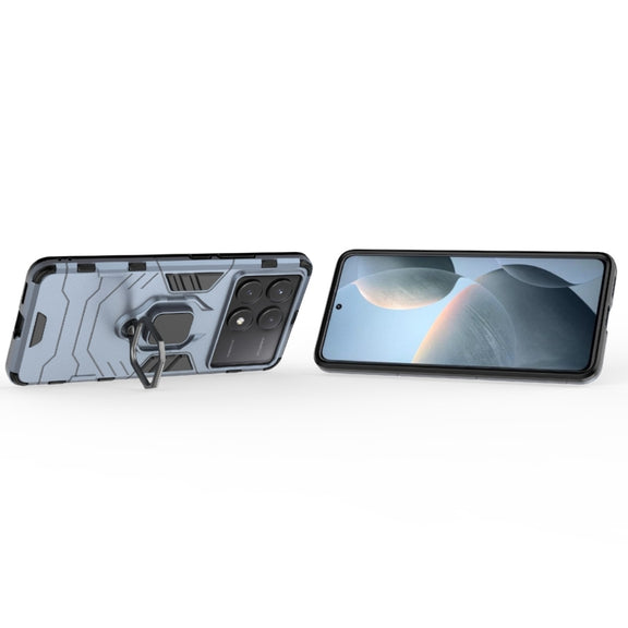 For Xiaomi Redmi K70E Shockproof PC + TPU Holder Phone Case(Navy Blue)