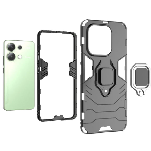 For Xiaomi Redmi Note 13 4G Shockproof PC + TPU Holder Phone Case(Navy Blue)