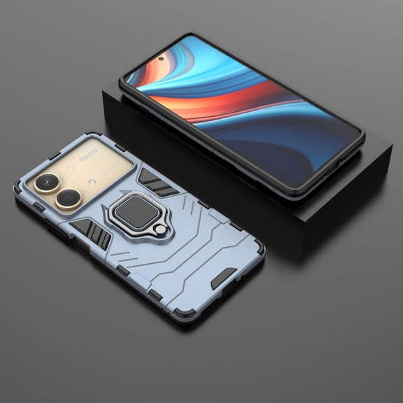 For Xiaomi Redmi Note 13R Pro 5G Shockproof PC + TPU Holder Phone Case(Navy Blue)