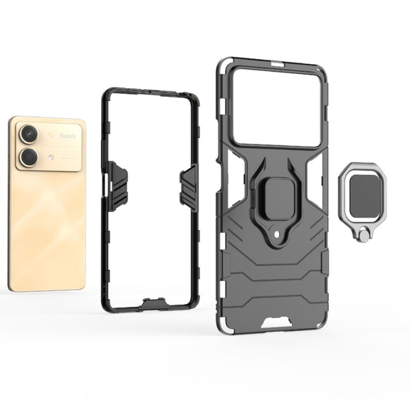 For Xiaomi Redmi Note 13R Pro 5G Shockproof PC + TPU Holder Phone Case(Navy Blue)