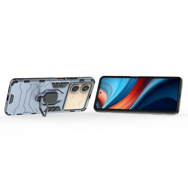 For Xiaomi Redmi Note 13R Pro 5G Shockproof PC + TPU Holder Phone Case(Navy Blue)