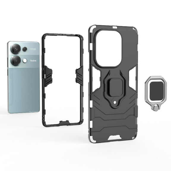 For Xiaomi Redmi Note 13 Pro 4G Global Shockproof PC + TPU Holder Phone Case(Navy Blue)