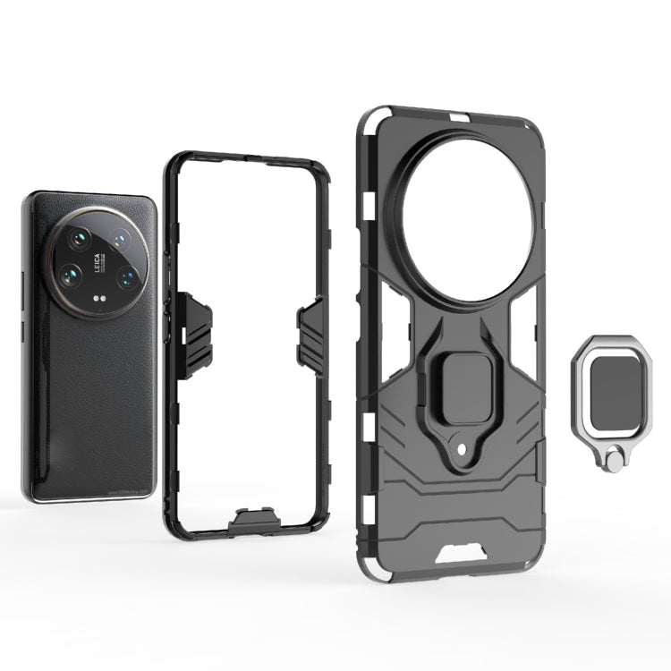 For Xiaomi 14 Ultra Shockproof PC + TPU Holder Phone Case(Navy Blue)