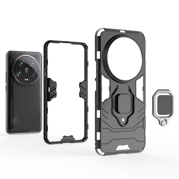 For Xiaomi 14 Ultra Shockproof PC + TPU Holder Phone Case(Navy Blue)