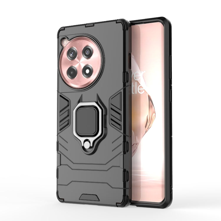 For OnePlus 12R / Ace 3 5G Shockproof PC + TPU Holder Phone Case(Black)