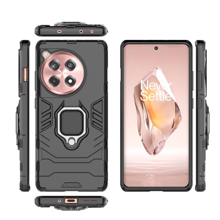 For OnePlus 12R / Ace 3 5G Shockproof PC + TPU Holder Phone Case(Black)