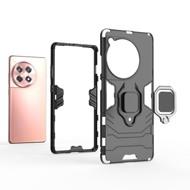 For OnePlus 12R / Ace 3 5G Shockproof PC + TPU Holder Phone Case(Black)