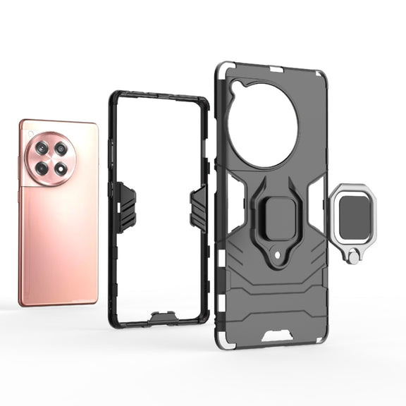 For OnePlus 12R / Ace 3 5G Shockproof PC + TPU Holder Phone Case(Black)
