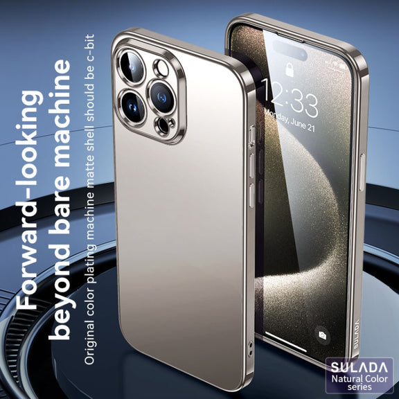 For iPhone 15 Pro Max SULADA Electroplating Frosted TPU Phone Case(Dark Purple)