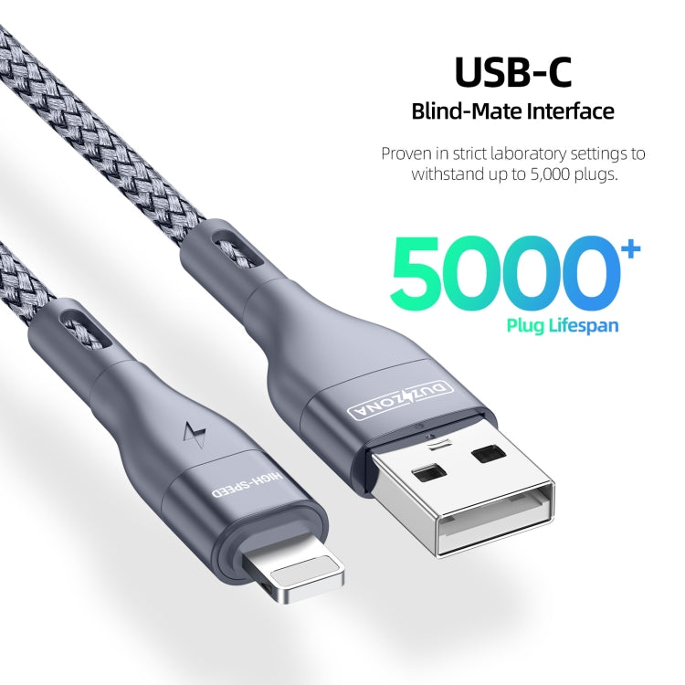 DUZZONA A7 2.4A USB to 8 Pin Charging Data Cable, Length:1m