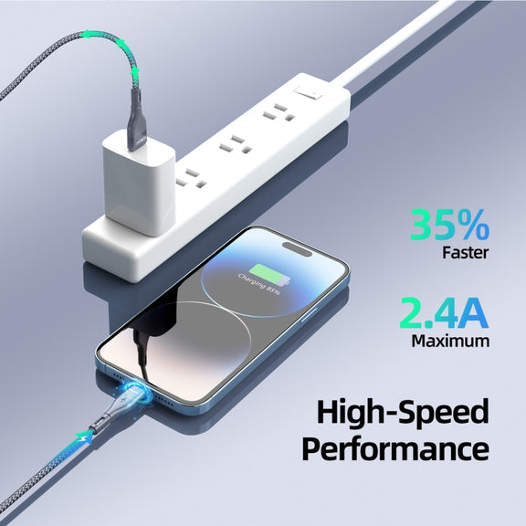 DUZZONA A7 2.4A USB to 8 Pin Charging Data Cable, Length:1m