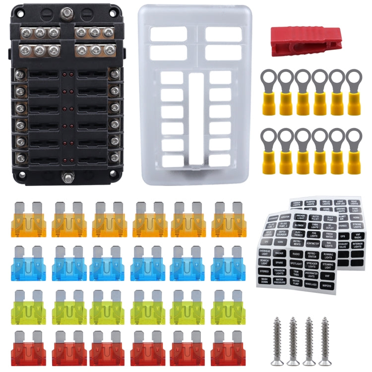 CP-4039 12 Way Fuse Block with 24pcs Fuses and 12pcs Rerminals