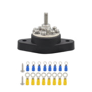 5/16 inch M8 RV Yacht 8-way Terminal Stud with 2pcs M5x20 Screws + Terminals(Black)