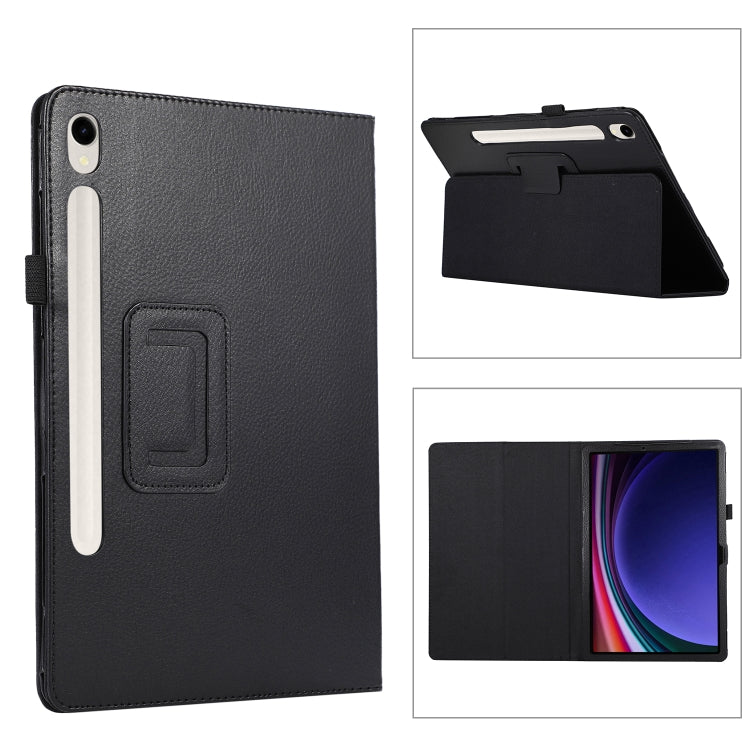 For Samsung Galaxy Tab S9+ / S10+ Litchi Texture Leather Tablet Case with Holder(Black)