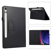 For Samsung Galaxy Tab S9+ / S10+ Litchi Texture Leather Tablet Case with Holder(Black)