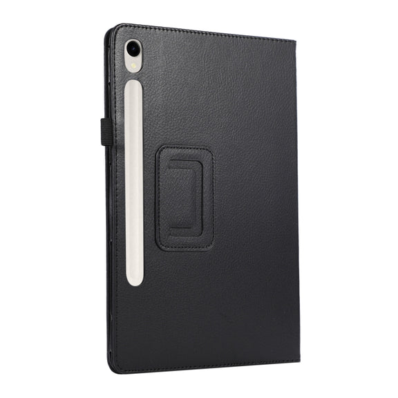 For Samsung Galaxy Tab S9+ / S10+ Litchi Texture Leather Tablet Case with Holder(Black)