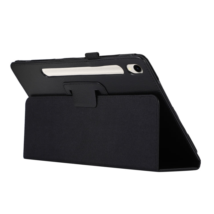 For Samsung Galaxy Tab S9+ / S10+ Litchi Texture Leather Tablet Case with Holder(Black)