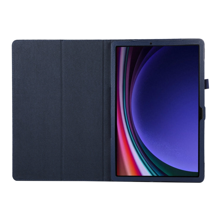 For Samsung Galaxy Tab S9+ / S10+ Litchi Texture Leather Tablet Case with Holder(Dark Blue)