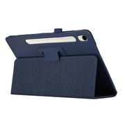 For Samsung Galaxy Tab S9+ / S10+ Litchi Texture Leather Tablet Case with Holder(Dark Blue)