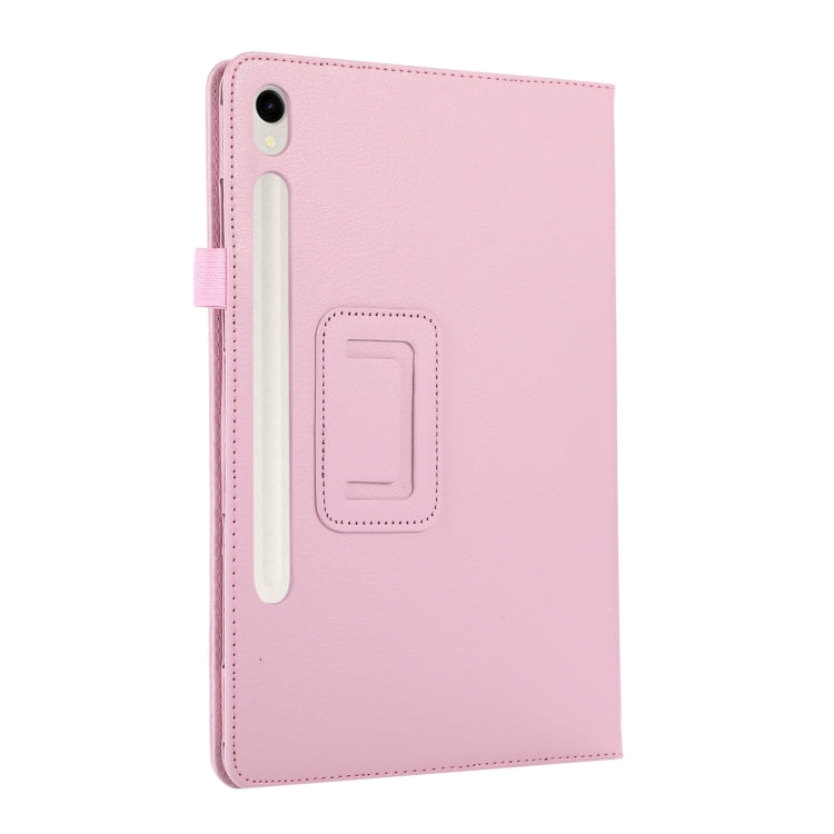 For Samsung Galaxy Tab S9+ / S10+ Litchi Texture Leather Tablet Case with Holder(Pink)