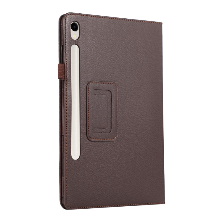For Samsung Galaxy Tab S9+ / S10+ Litchi Texture Leather Tablet Case with Holder(Brown)