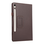For Samsung Galaxy Tab S9+ / S10+ Litchi Texture Leather Tablet Case with Holder(Brown)