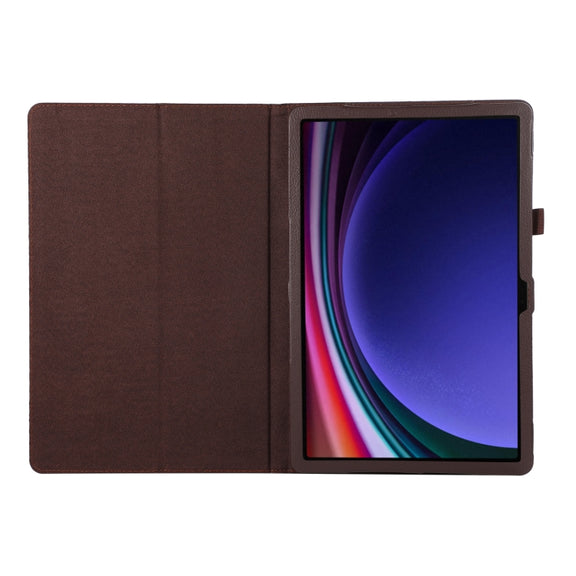 For Samsung Galaxy Tab S9+ / S10+ Litchi Texture Leather Tablet Case with Holder(Brown)
