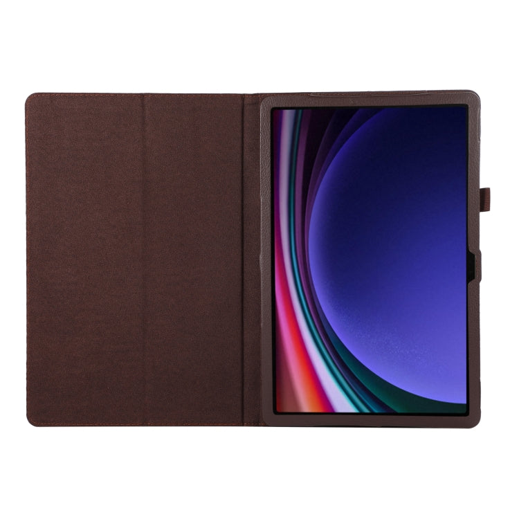 For Samsung Galaxy Tab S9+ / S10+ Litchi Texture Leather Tablet Case with Holder(Brown)