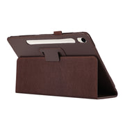 For Samsung Galaxy Tab S9+ / S10+ Litchi Texture Leather Tablet Case with Holder(Brown)
