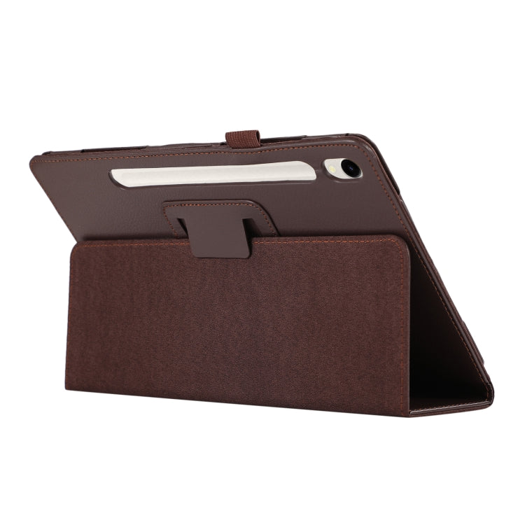 For Samsung Galaxy Tab S9+ / S10+ Litchi Texture Leather Tablet Case with Holder(Brown)