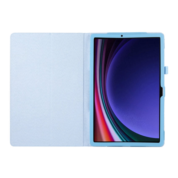 For Samsung Galaxy Tab S9+ / S10+ Litchi Texture Leather Tablet Case with Holder(Sky Blue)