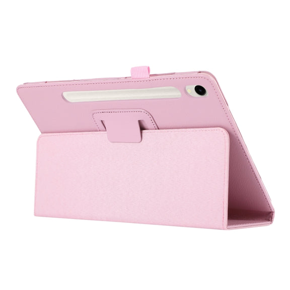 For Samsung Galaxy Tab S9 Ultra Litchi Texture Leather Tablet Case with Holder(Pink)