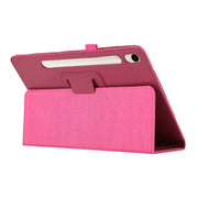 For Samsung Galaxy Tab S9 Ultra Litchi Texture Leather Tablet Case with Holder(Rose Red)